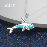 925 Silver Opal Shark Pendant Necklace for Women LN0484