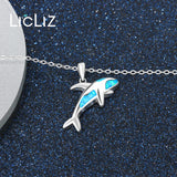 925 Silver Opal Shark Pendant Necklace for Women LN0484