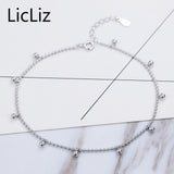 925 Sterling Silver Beads Ball Anklet Foot Bracelet Women
