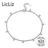 925 Sterling Silver Beads Ball Anklet Foot Bracelet Women