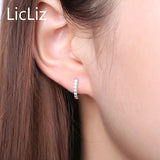 925 Silver Circle Hoop Earrings CZ Huggie Loop LE0385