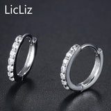 925 Silver Circle Hoop Earrings CZ Huggie Loop LE0385