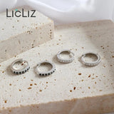 925 Silver Circle Hoop Earrings CZ Huggie Loop LE0385