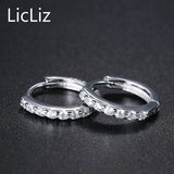 925 Silver Circle Hoop Earrings CZ Huggie Loop LE0385