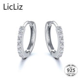 925 Silver Circle Hoop Earrings CZ Huggie Loop LE0385