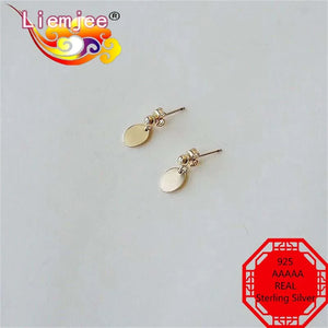925 Silver Circle 14k Earrings Party Jewelry For Women Charm Girl Gift