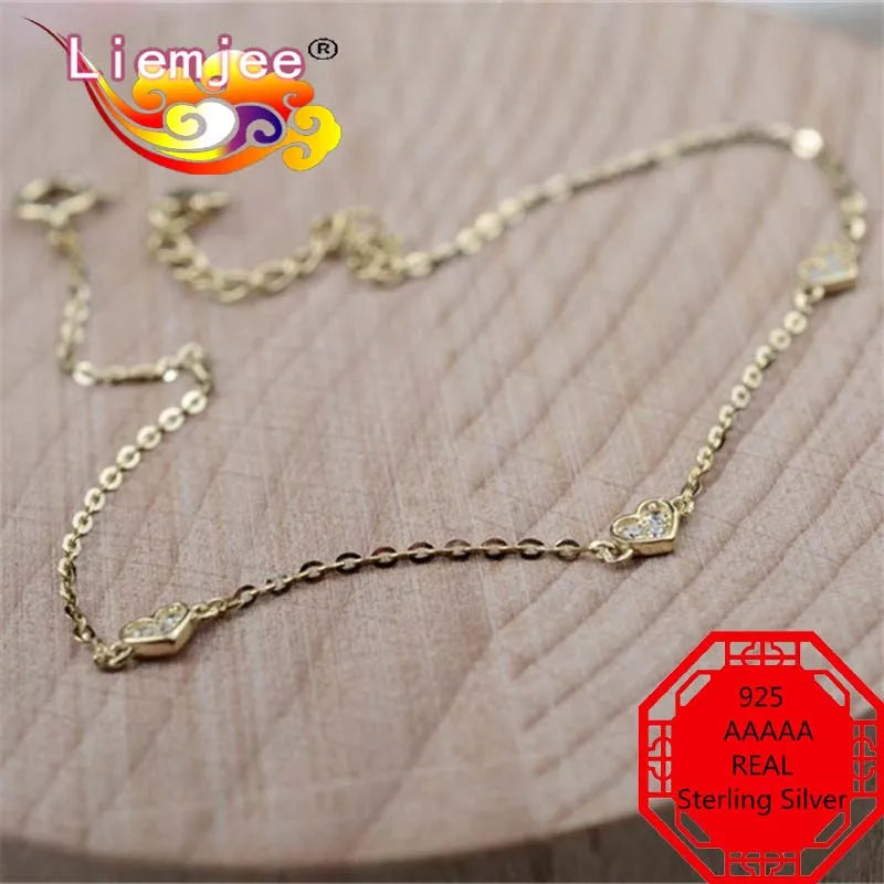 925 Silver Plated Zircon Love Bracelet Party Jewelry For Women