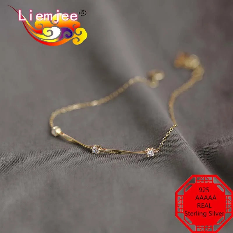 925 Silver Plated Zircon Twist Bracelet Wedding Party Jewelry
