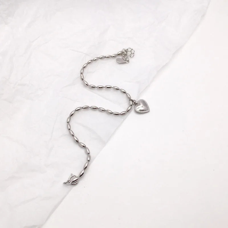 925 Silver Love Student Bracelet Punk Party Jewelry Women Charm Gift
