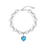 Crystal Pearl 925 Silver Bracelet Wedding Jewelry Women