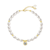 Crystal Pearl 925 Silver Bracelet Wedding Jewelry Women