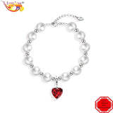 Crystal Pearl 925 Silver Bracelet Wedding Jewelry Women