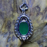Green Agate Silver Plated Zircon Necklace for Women