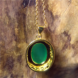 Green Agate Silver Plated Necklace for Woman