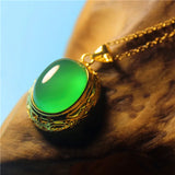 Green Agate Silver Plated Necklace for Woman