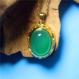 Green Agate Silver Plated Necklace for Woman