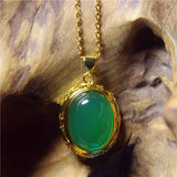 Green Agate Silver Plated Necklace for Woman