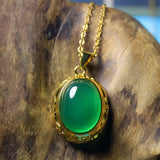 Green Agate Silver Plated Necklace for Woman