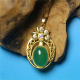 Red Green Agate Hollow Necklace, Silver Plated, Namour Charm Gift