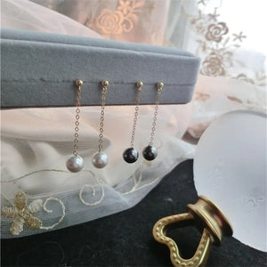 Sterling Silver Bead Pearl Earrings for Women - Charm Gift