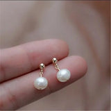 925 Sterling Silver 14k Filled Bead Pearl Earrings for Women