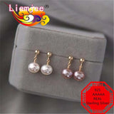 925 Sterling Silver 14k Filled Bead Pearl Earrings for Women