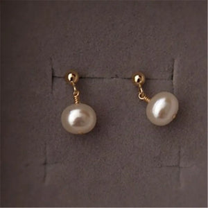925 Sterling Silver 14k Filled Bead Pearl Earrings for Women