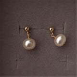 925 Sterling Silver 14k Filled Bead Pearl Earrings for Women