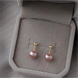 925 Sterling Silver 14k Filled Bead Pearl Earrings for Women