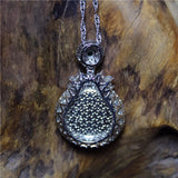 Pink Purple Agate Inlaid Button Necklace For Women