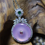 Pink Purple Agate Inlaid Button Necklace For Women