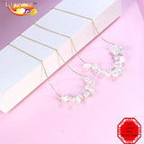 925 Silver Petals Pearls Necklace Irregular Weaving Charm Gift