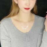 925 Silver Petals Pearls Necklace Irregular Weaving Charm Gift