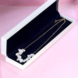 925 Silver Petals Pearls Necklace Irregular Weaving Charm Gift