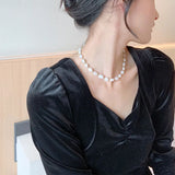 Real 925 Silver Irregular Pearls Necklace For Women