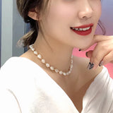 Real 925 Silver Irregular Pearls Necklace For Women