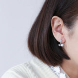 925 Silver Flowers Zircon Tassel Earrings For Women Charm Gift