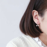 925 Silver Flowers Zircon Tassel Earrings For Women Charm Gift