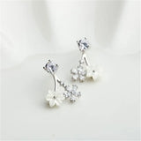 925 Silver Flowers Zircon Tassel Earrings For Women Charm Gift