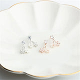 925 Silver Flowers Zircon Tassel Earrings For Women Charm Gift