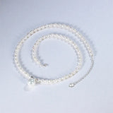 925 Silver Necklace with Rice Shaped Pearls Charm Gift