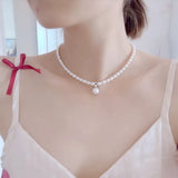 925 Silver Necklace with Rice Shaped Pearls Charm Gift