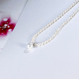 925 Silver Necklace with Rice Shaped Pearls Charm Gift