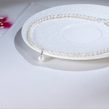 925 Silver Necklace with Rice Shaped Pearls Charm Gift