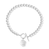 925 Silver Necklace with Rice Shaped Pearls Charm Gift