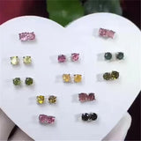925 Silver Tourmaline Earrings Charm Gift Set