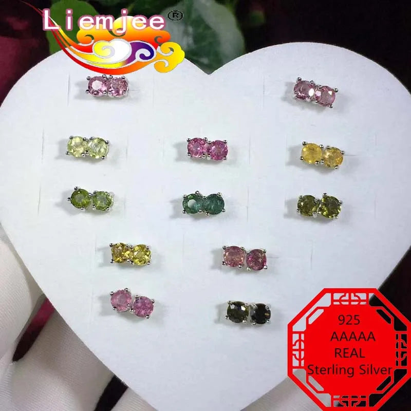 925 Silver Tourmaline Earrings Charm Gift Set