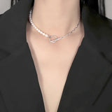 Sterling Silver Irregular Pearls Necklace for Women
