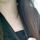 Sterling Silver Irregular Pearls Necklace for Women