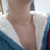 Sterling Silver Irregular Pearls Necklace for Women